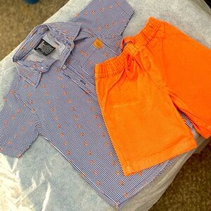 Boys button down short set